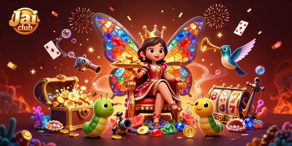 Experience the thrill of Jai club with a vibrant casino scene featuring a butterfly queen and dynamic gambling elements.