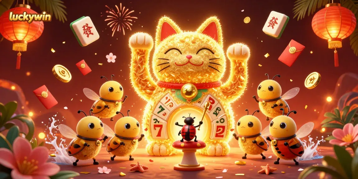 Engage with luckywin by exploring an illustrated casino scene filled with dynamic game elements.