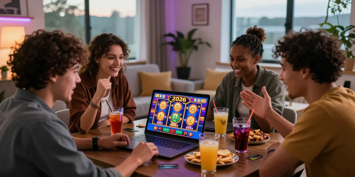 Exciting online gaming experience at https://dea.org.uk with friends exploring credit card casinos in a vibrant living room.