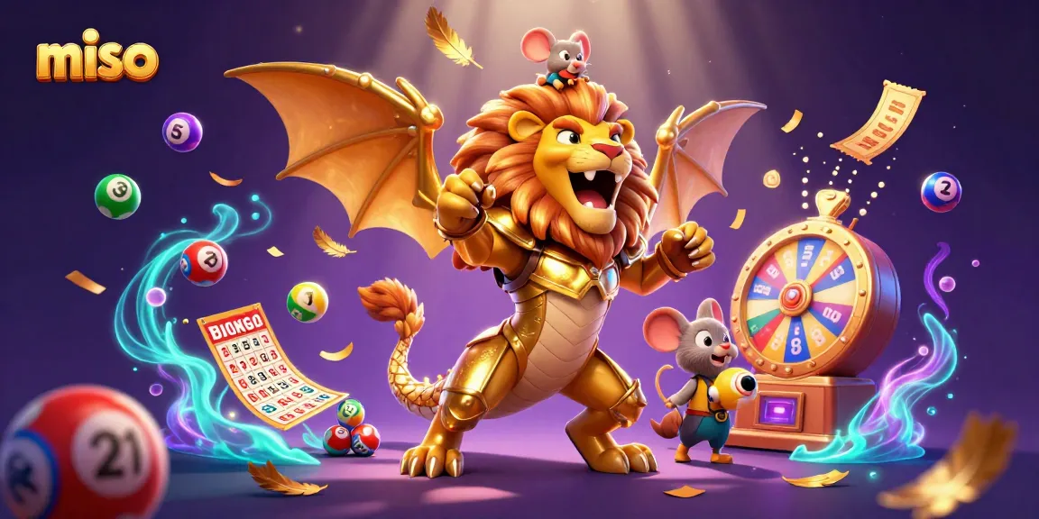Win big at miso casino with a stunning 3D chimera and colorful lottery elements.
