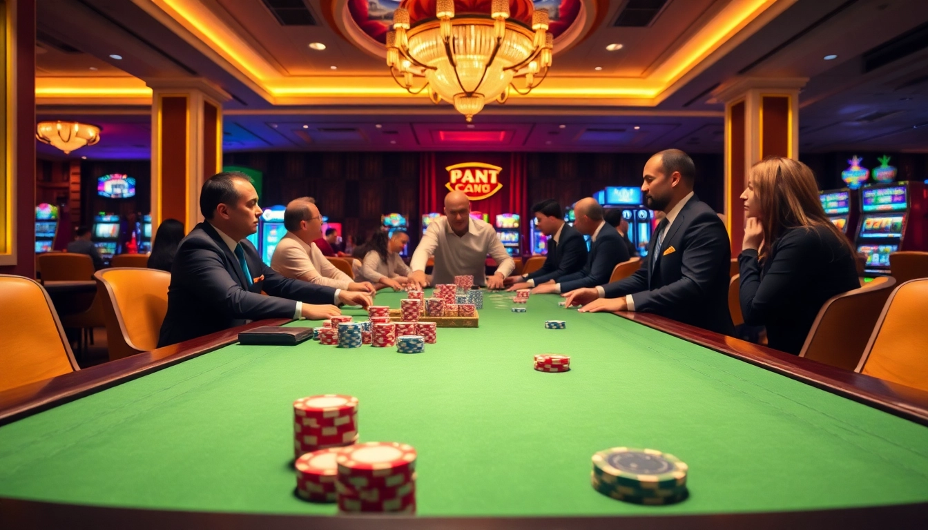 Click here to see a vibrant casino table bustling with games and excitement.