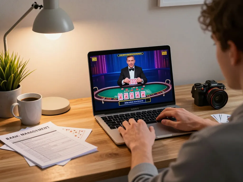 Enjoying live dealer blackjack on casinoatlas at a modern home gaming setup with careful bankroll management.