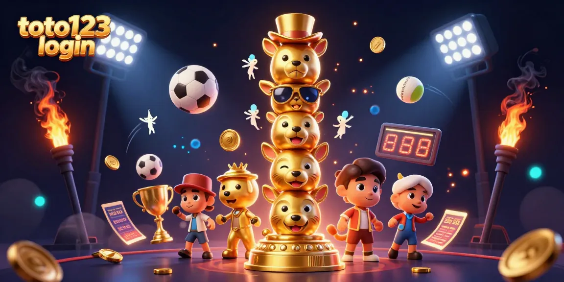 Engage in thrilling games at toto123 login with animated casino elements and vibrant sports visuals.