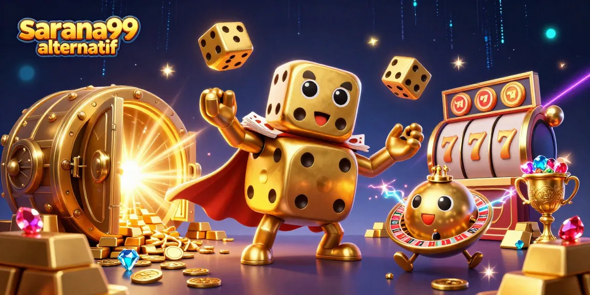 Engage in thrilling gameplay with sarana99 alternatif featuring a dynamic golden dice golem illustration.