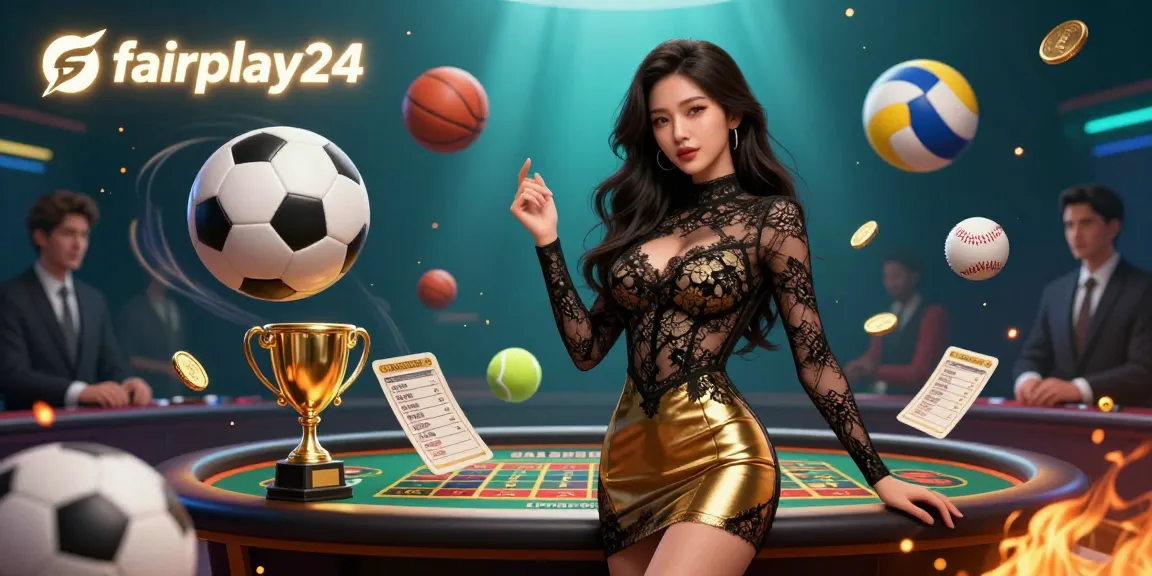 Experience thrilling sports betting action with fairplay24 at an exclusive station filled with vibrant sports elements.
