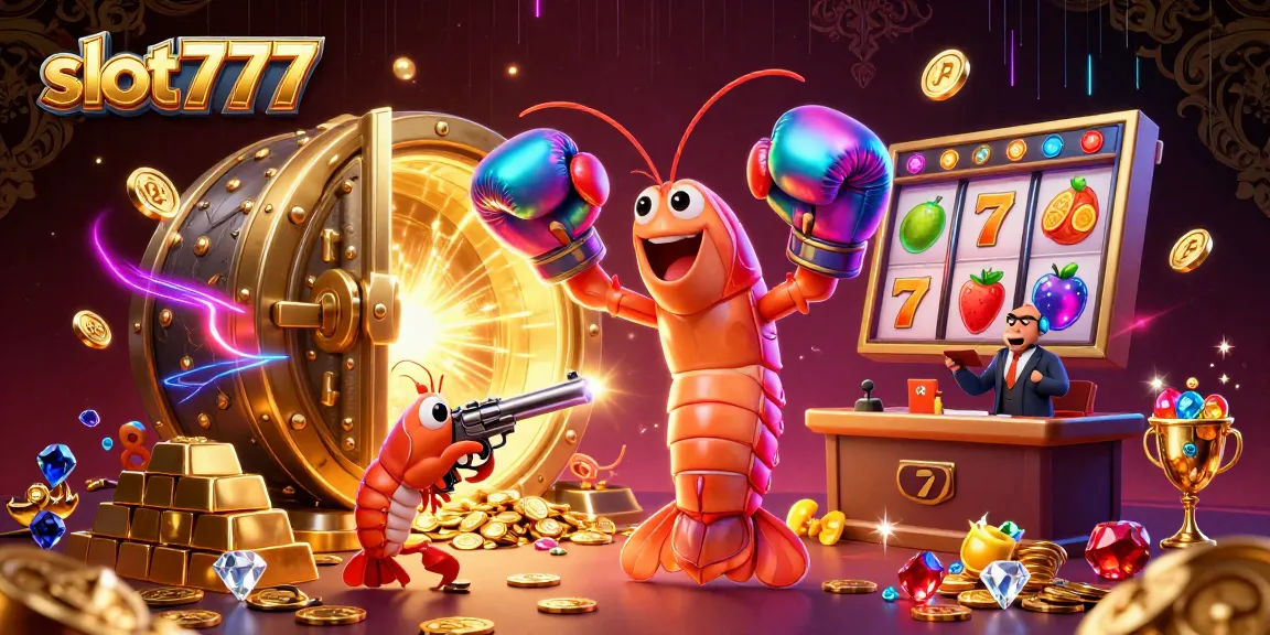 Spin to win at slot777 with a dynamic illustration of vibrant slot elements and lucky characters.