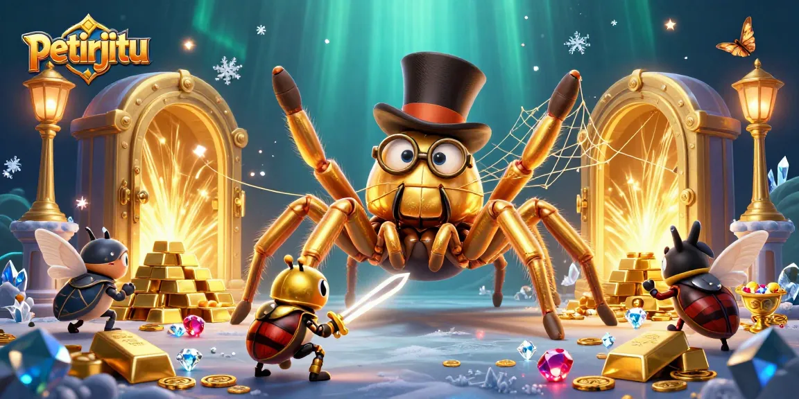 petirjitu menghadirkan permainan kasino yang menarik dengan ilustrasi 3D tarantula emas dan raja kumbang