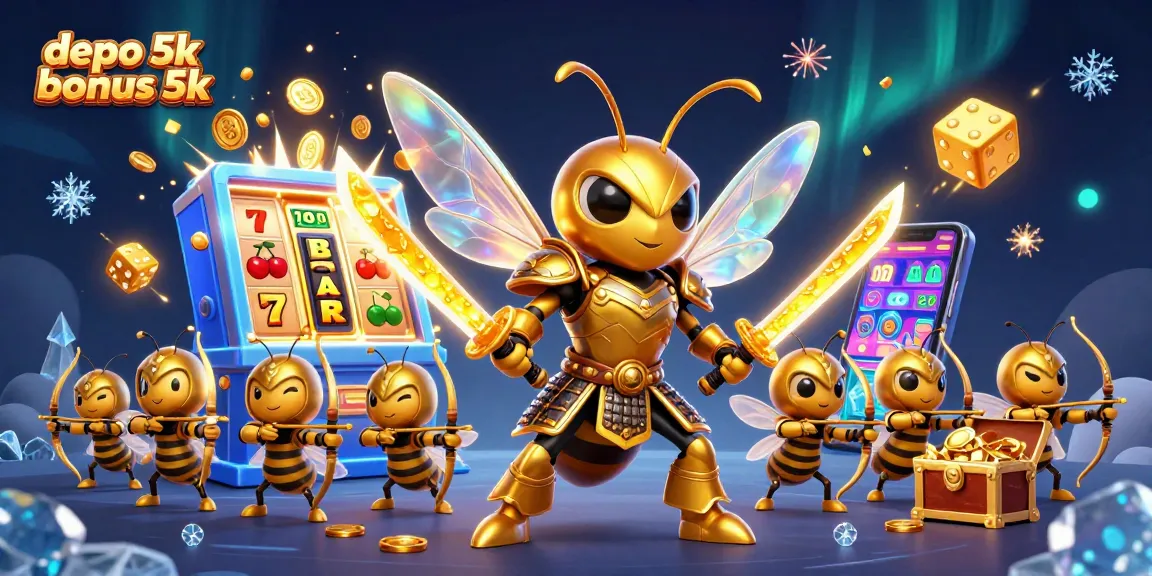 Engage with the thrilling depo 5k bonus 5k slot experience, featuring dynamic characters and vibrant casino elements.