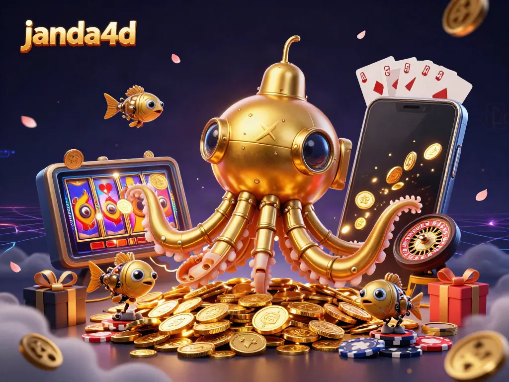 Slot online janda4d dengan karakter kraken emas dan permainan kasino menggairahkan.