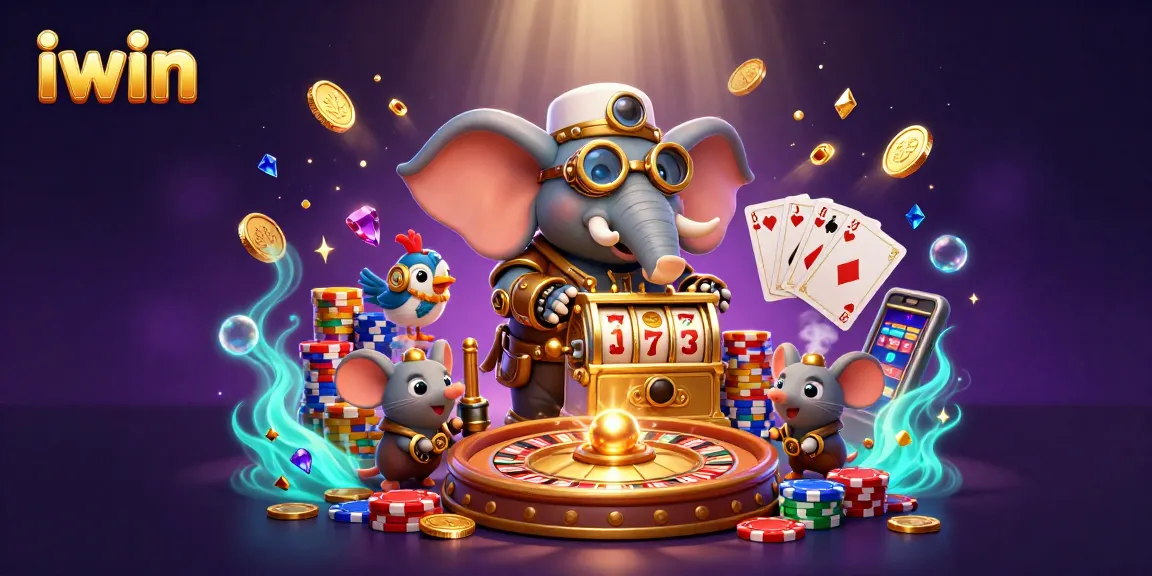 Experience thrilling iwin action with a steampunk elephant and dazzling casino elements.