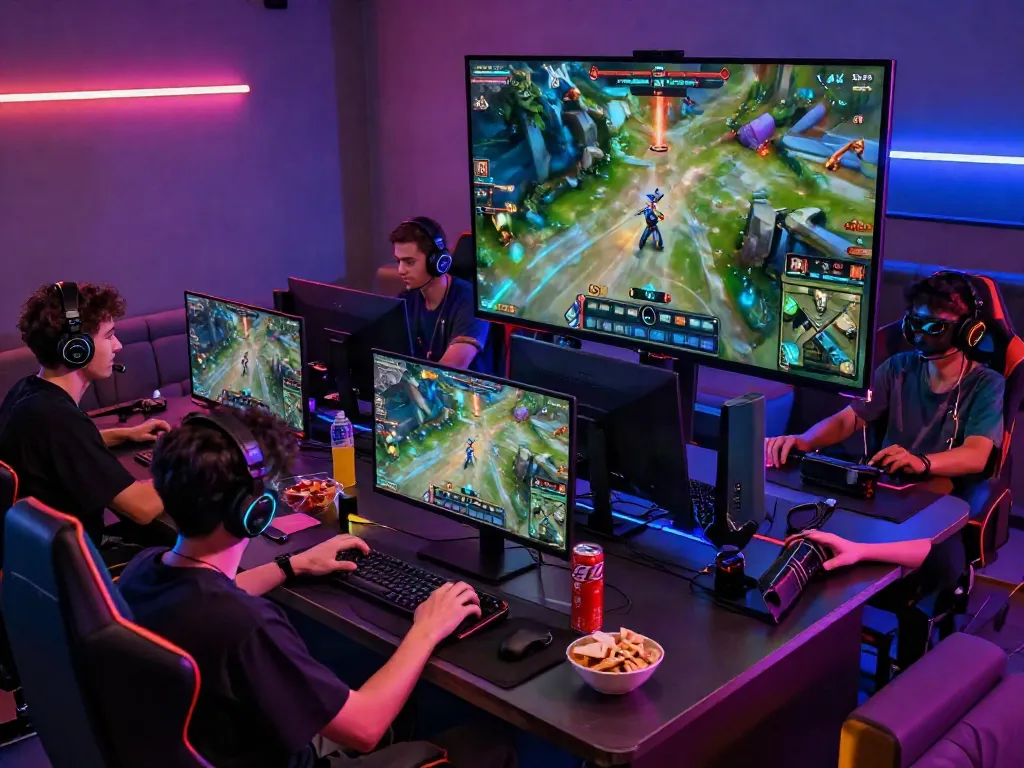 Engaged players enjoying A80 gaming platform in vibrant setting