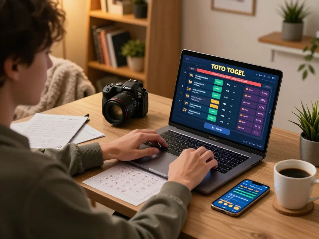 Terlibat dalam toto togel dengan pemain terfokus yang menikmati permainan online di lingkungan rumah yang nyaman.