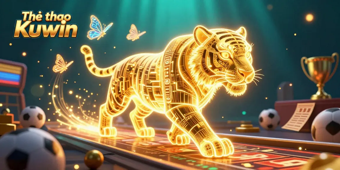 Place wagers in Thể thao Kuwin's vibrant betting scene featuring a golden tiger and betting slips.