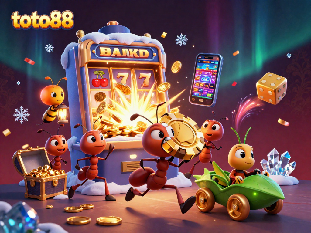 Play thrilling slots with toto88, featuring animated characters and dynamic casino elements