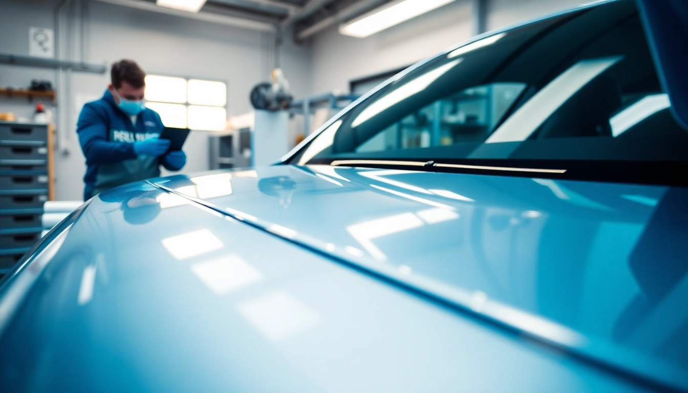 PPF Chattanooga installation shows skilled technicians applying protective film on a car.