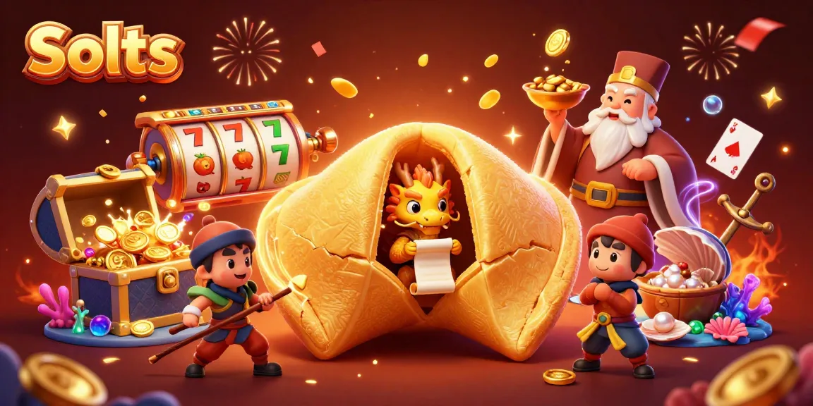 Engage with vibrant Slots scene featuring fortune cookie, wise dragon, and exhilarating casino elements.