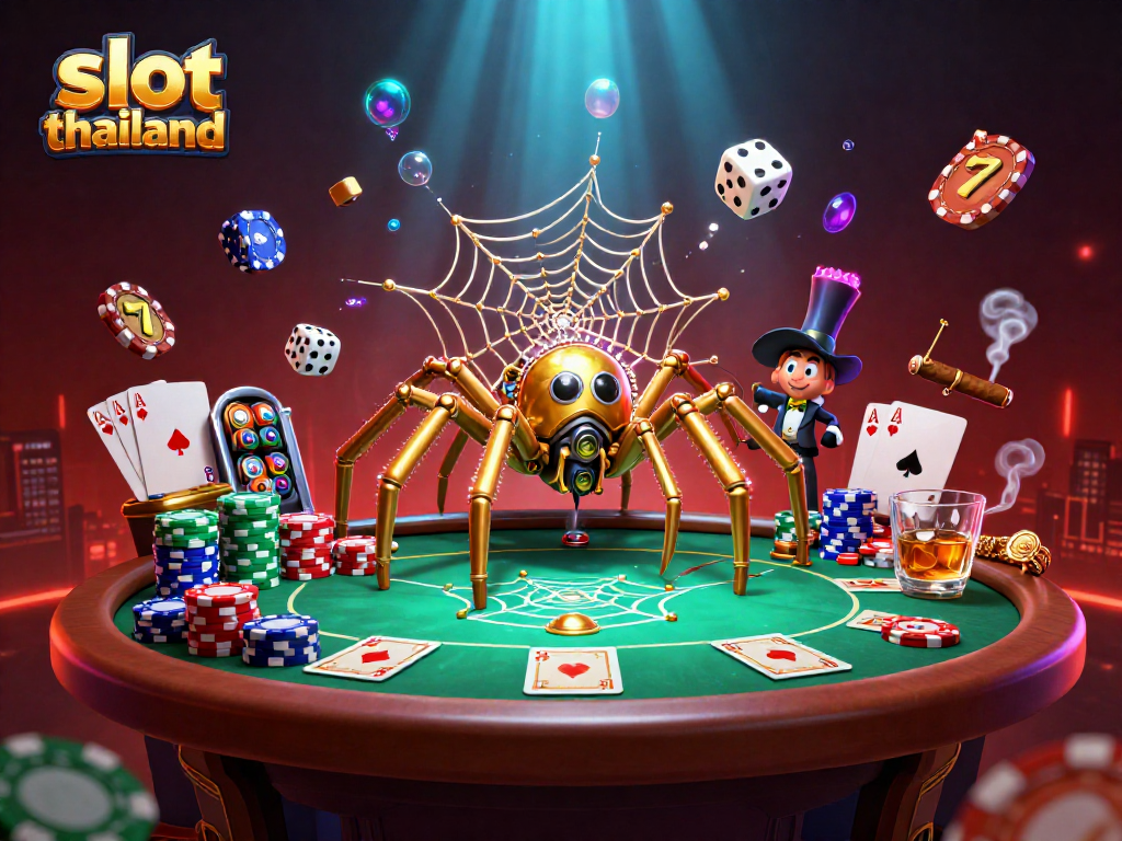 Experience slot thailand thrills with a captivating 3D illustration of a steampunk-themed casino scene.