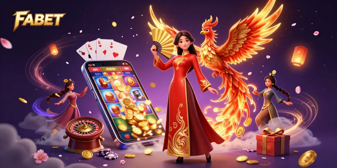 Engage with FABET's thrilling games amid vibrant cherry blossoms and golden coins.
