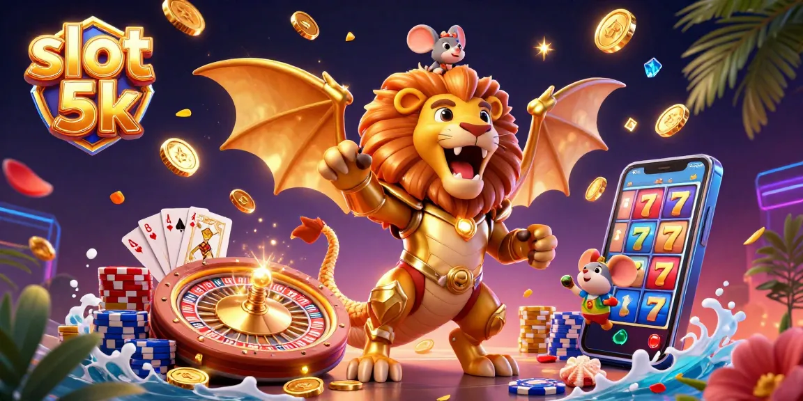 Experience thrilling wins with slot 5k in this captivating casino illustration featuring vibrant elements.