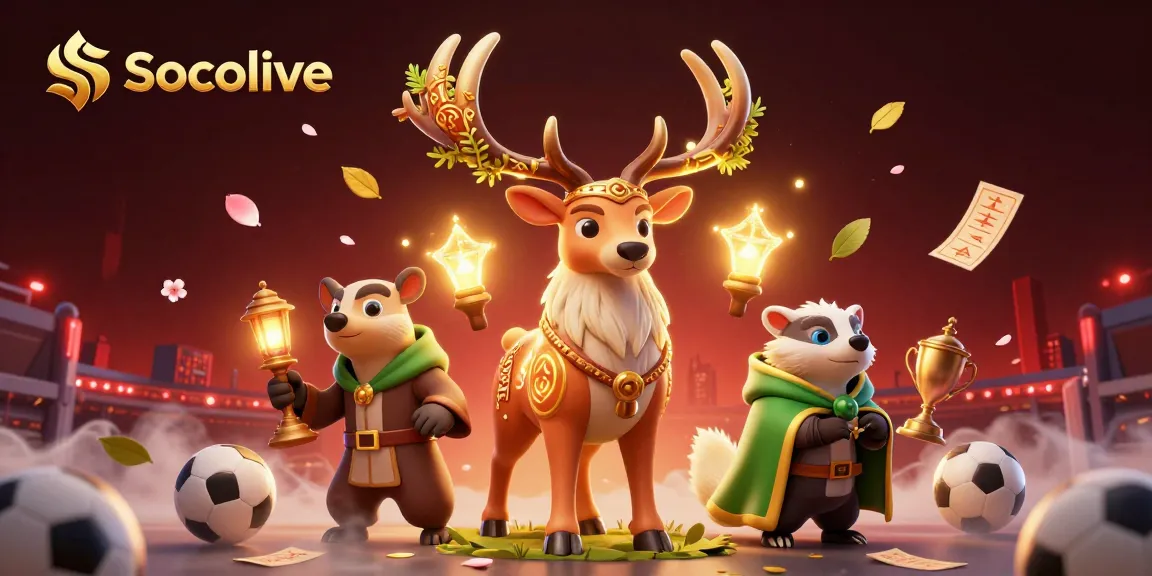 Socolive captures the excitement of sports betting with animated characters amidst vibrant casino visuals.