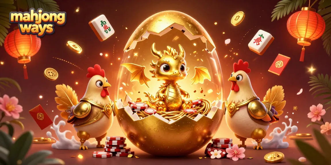 Engage with mahjong ways as golden dragons and poker chips celebrate wins in this vibrant 3D scene.