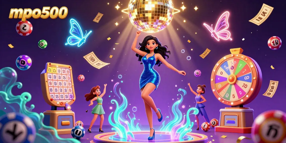 Experience mpo500 with dynamic lottery balls, golden prizes, and an electrifying dance scene.