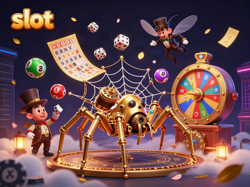 Spin to win with slot machines in this vibrant 3D casino scene packed with action.