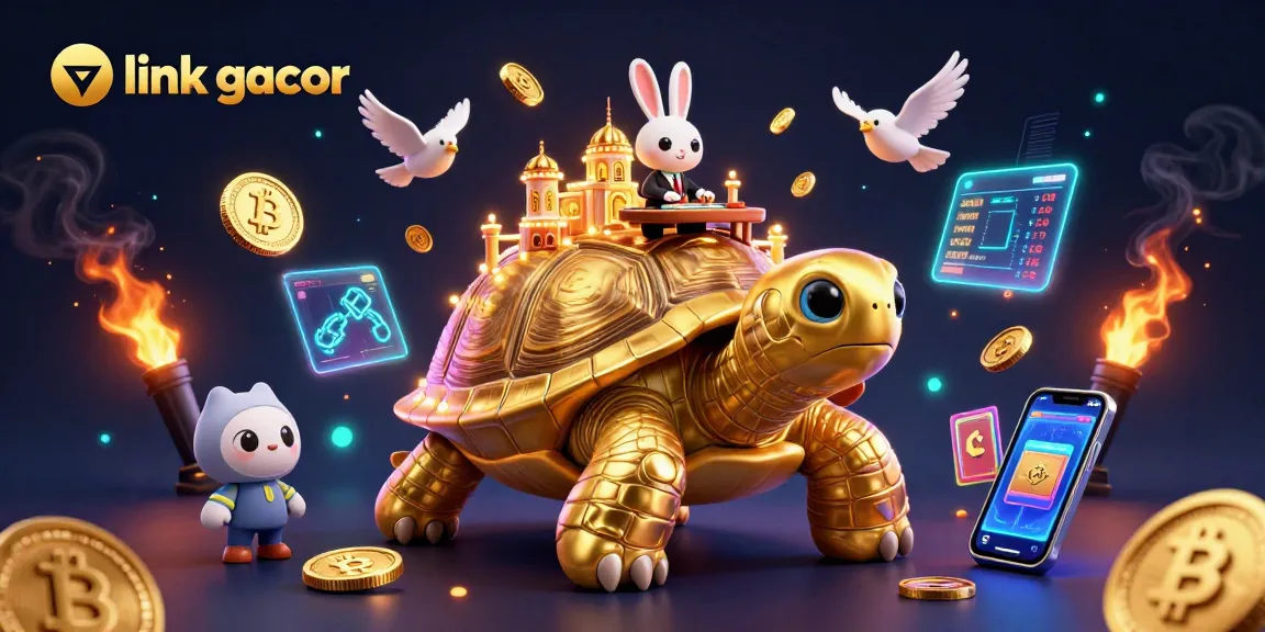 Engage with link gacor featuring a golden tortoise casino and dynamic crypto elements.