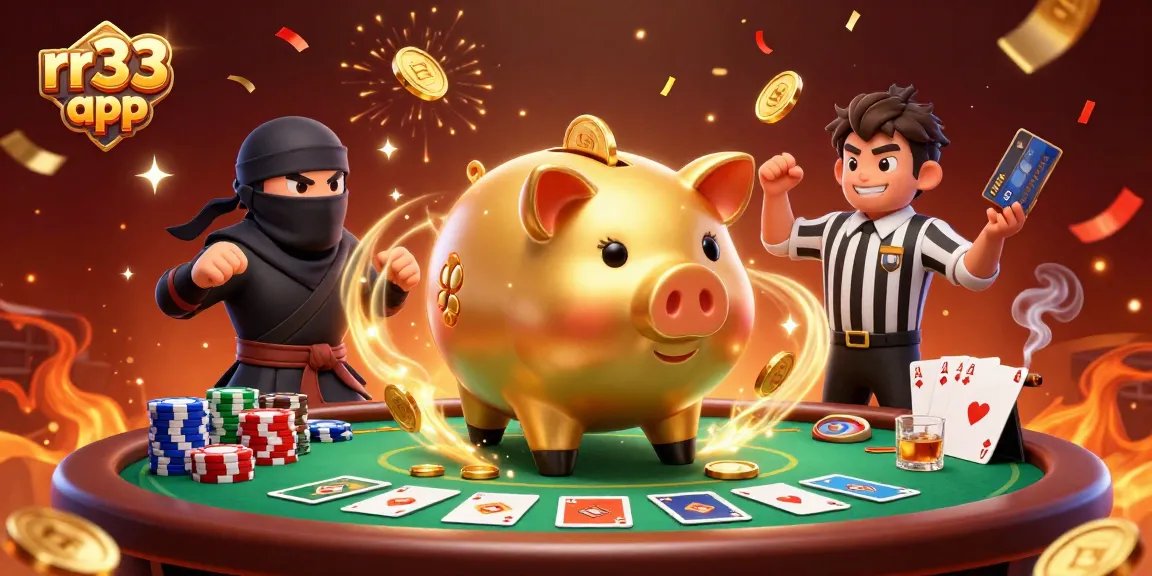Play exciting games with the rr33 app in a vibrant 3D casino scene featuring thrilling characters.