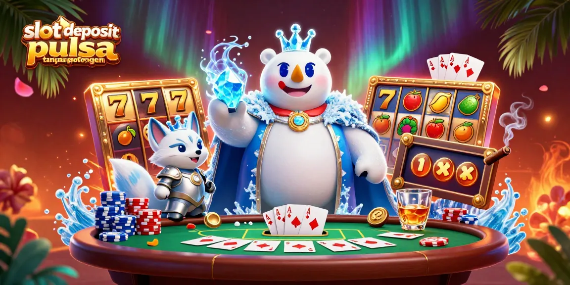 Menangkan permainan slot deposit pulsa tanpa potongan dengan simbol jackpot dan karakter kartun menarik.