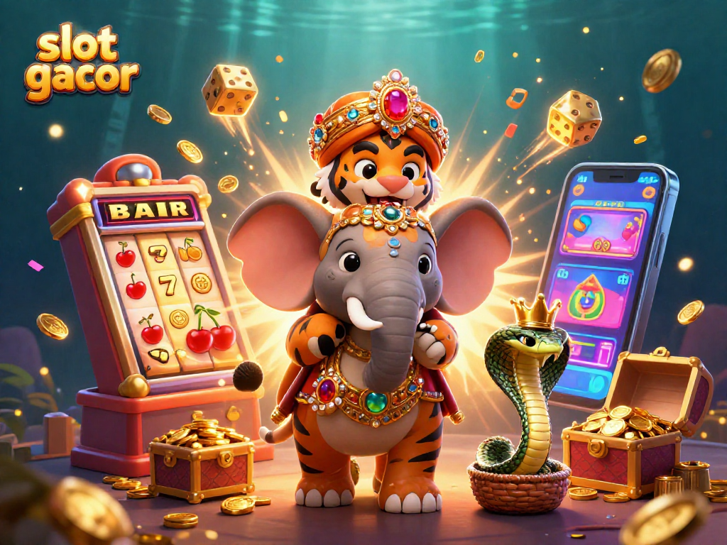 Experience the excitement of slot gacor with a vibrant illustration of a lucky maharaja and symbols.