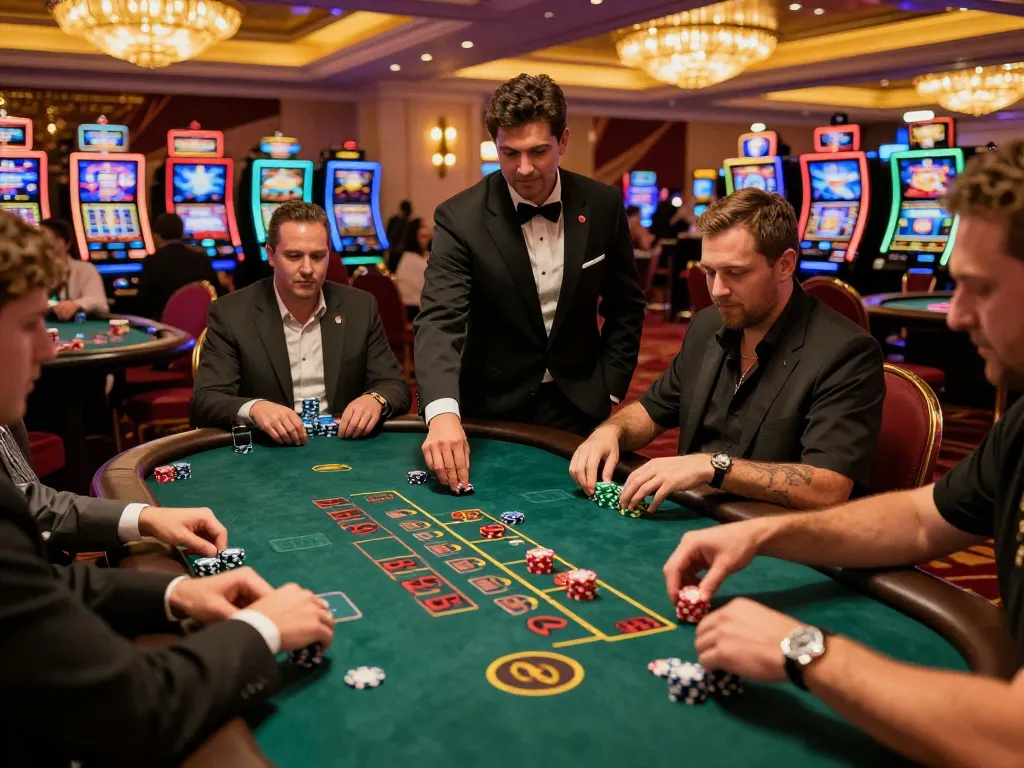 Players at blackjack tables enjoying a thrilling game with Nano Banana 3 technology featured prominently in the scene