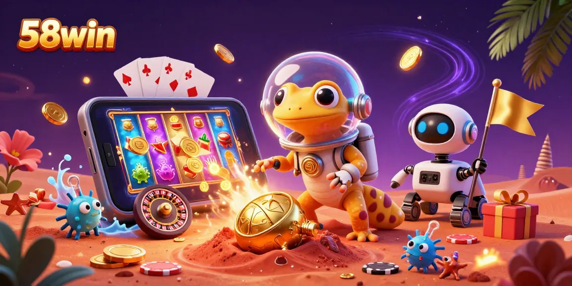 Engage with thrilling slots at 58win while a Martian gecko uncovers a golden casino!
