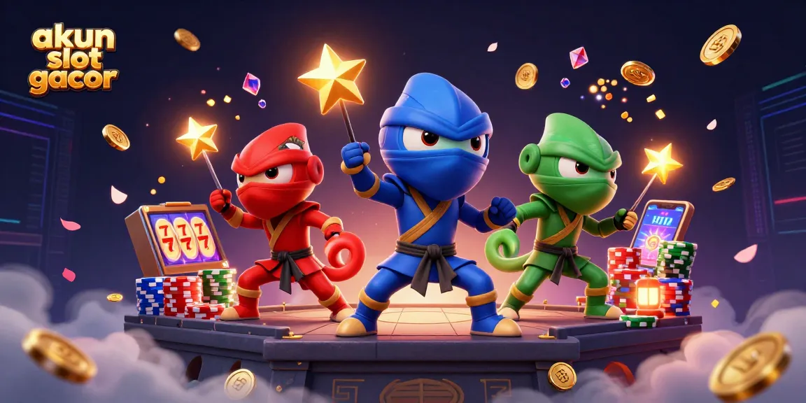Join the action with akun slot gacor as chameleon ninjas perform thrilling moves amidst a vibrant casino scene.