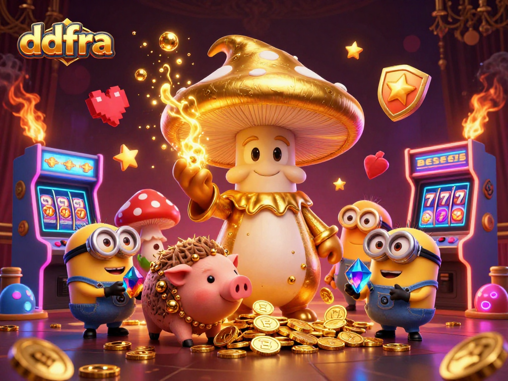 Engage with ddfra's magical credit card casino experience featuring a wizard, treasure pig, and vibrant casino elements.