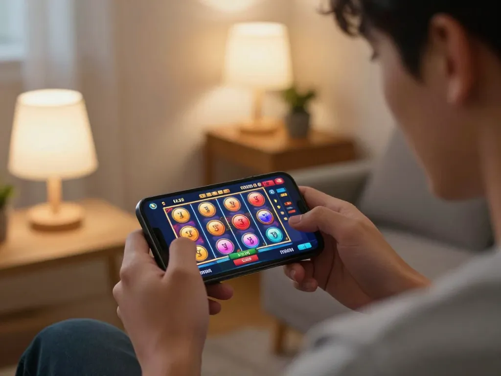 Player engaged in exciting slot game on fly88mb mobile app, showcasing vibrant game interface.