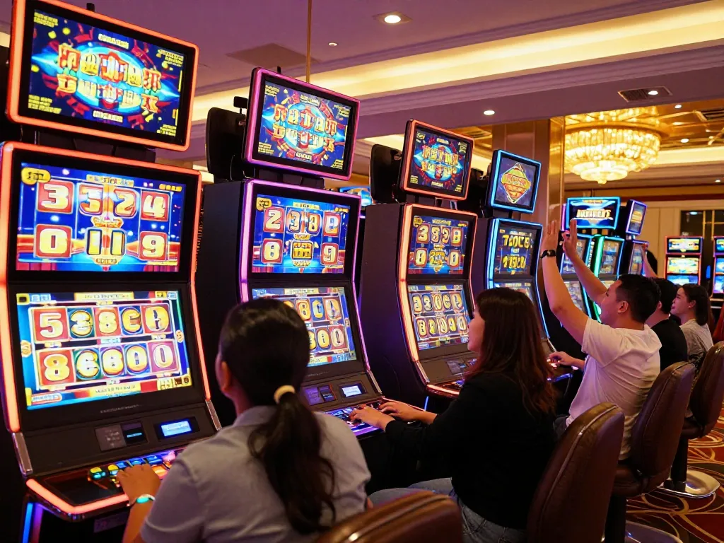 Players enjoying thrilling slot gameplay at Jilipinas casino with vibrant displays.
