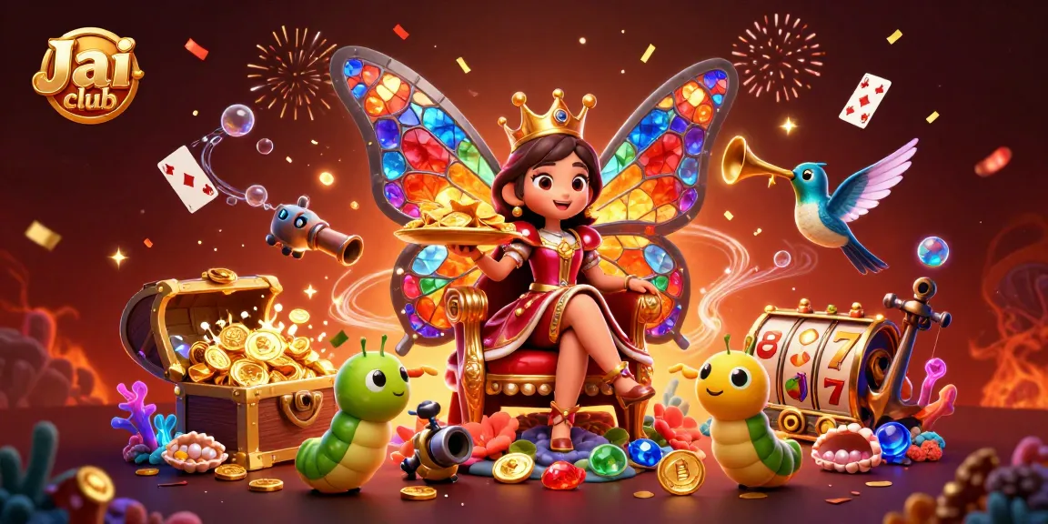 Experience the thrill of Jai club with a vibrant casino scene featuring a butterfly queen and dynamic gambling elements.