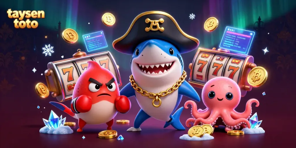 Engage with Taysen Toto's immersive gaming experience featuring dynamic 3D characters and vibrant casino elements.