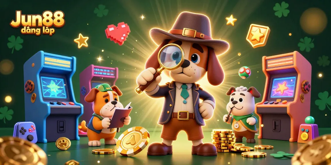Engage in thrilling gameplay with Jun88 đăng nhập, featuring a detective and bulldog in a vibrant casino scene.