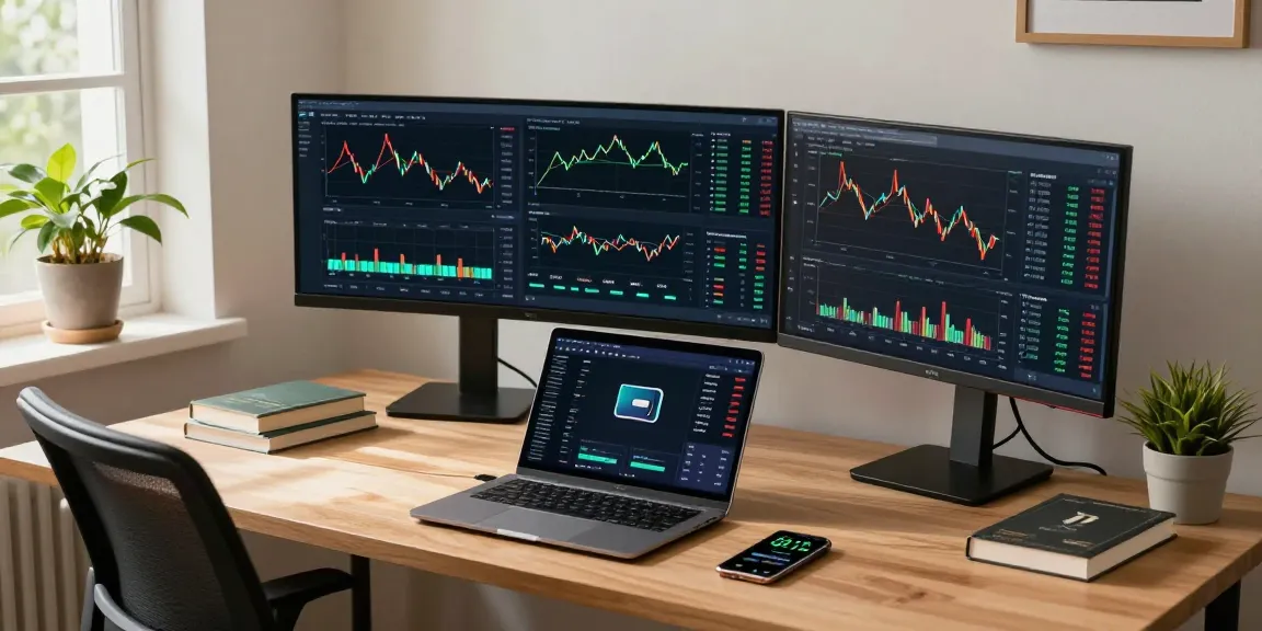 Funexchange platform displayed on multiple screens in a secure cryptocurrency trading workspace.
