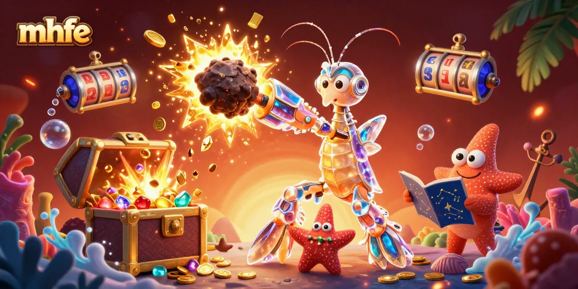 Maneuver through the vibrant world of mhfe online casinos with a galactic shrimp battling asteroids and treasures.