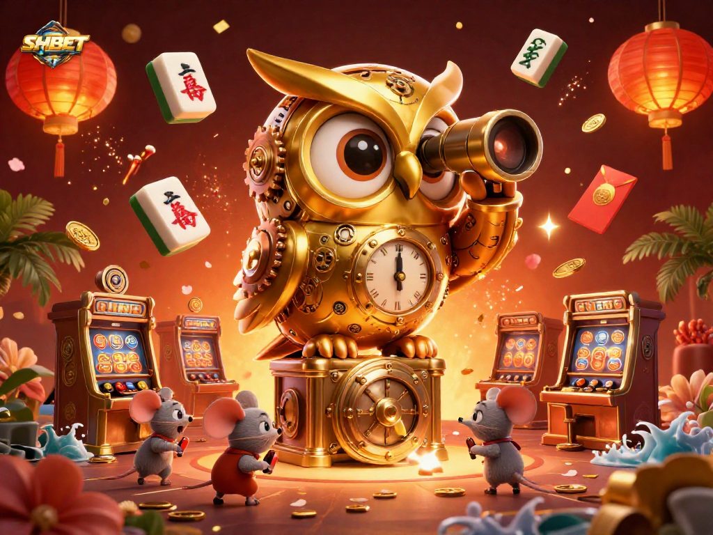 Experience thrilling action at SHBET with a lively, colorful casino scene featuring vibrant characters and dynamic game elements.
