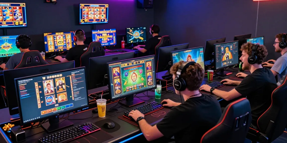 Momen bermain LUXURY111 Daftar secara online dengan antusias dan suasana seru di ruangan gaming yang modern.