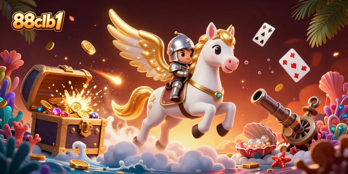 Engage in thrilling gameplay with 88clb1 as the celestial knight navigates a vibrant casino world.