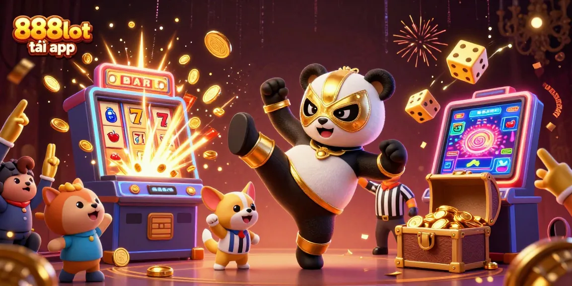 Experience thrills with 888slot tải app as a panda wrestler delivers a kick in this exciting casino scene.