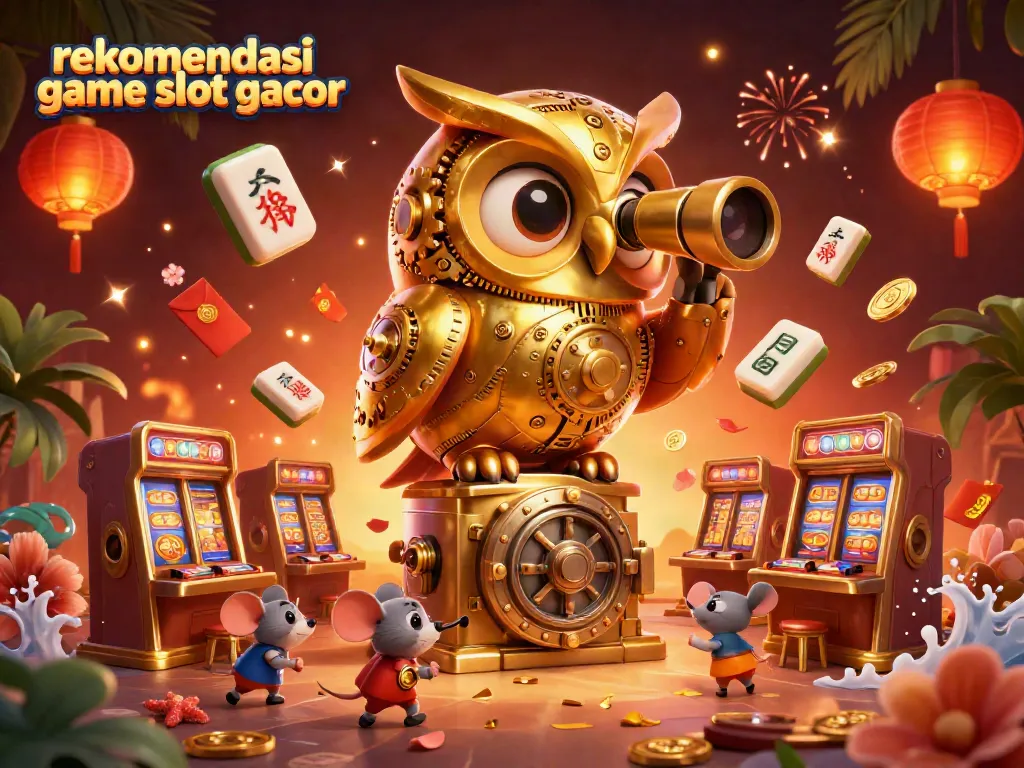 Visualisasi rekomendasi game slot gacor dengan karakter unik dan elemen kasino yang menarik