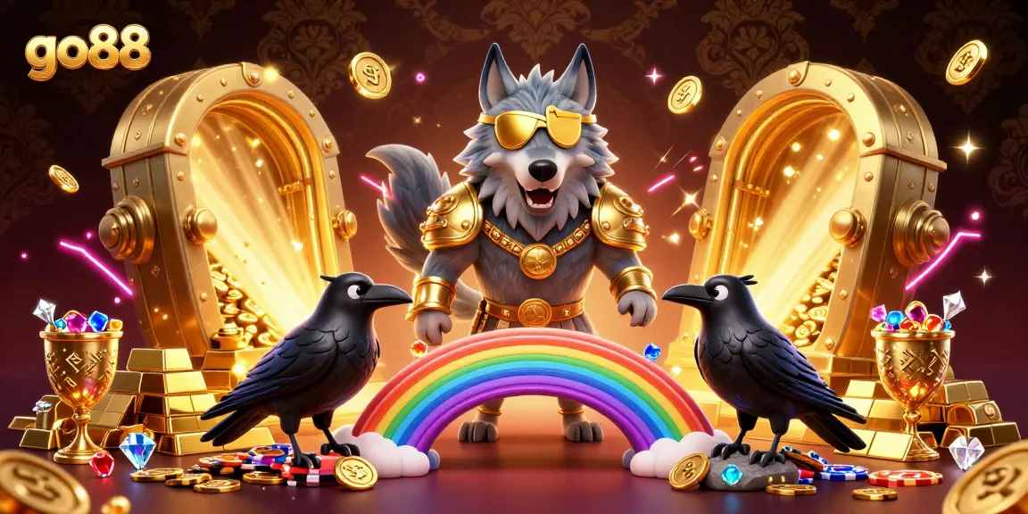 Engage with the go88 gaming adventure featuring mythical characters amidst vibrant casino elements.