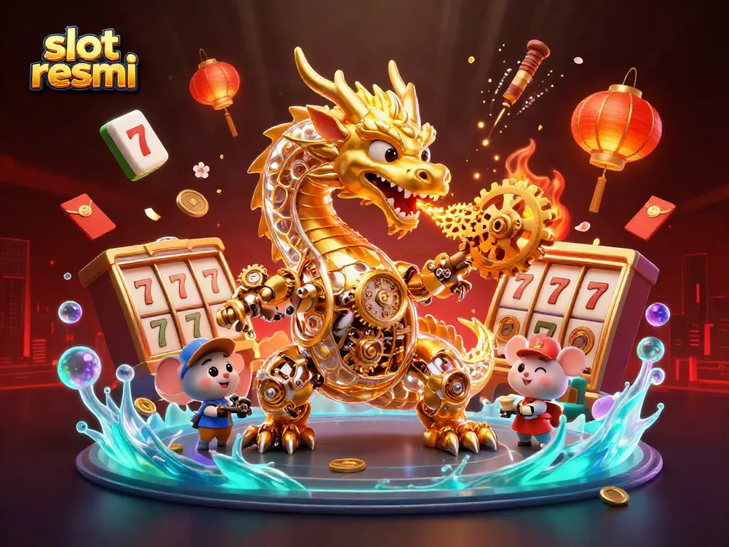 Experience the thrill of slot resmi with a vibrant 3D fantasy scene showcasing dynamic casino elements and winning opportunities.