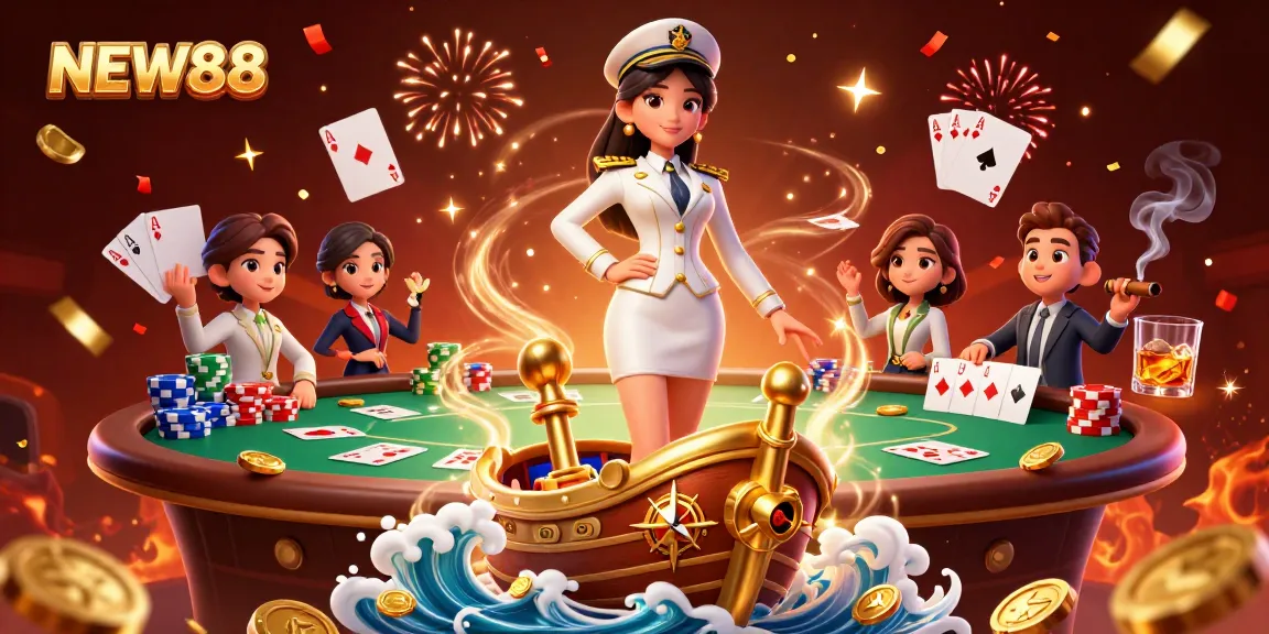 Experience thrilling gameplay at NEW88 with a 3D Asian casino scene brimming with excitement.